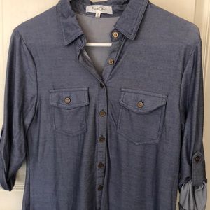 Button down denim blouse